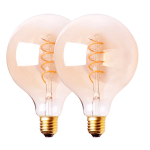 Harper Living G95 8W Amber Glass Warm White Dimmable Vintage Globe LED Bulb, Pack of 2