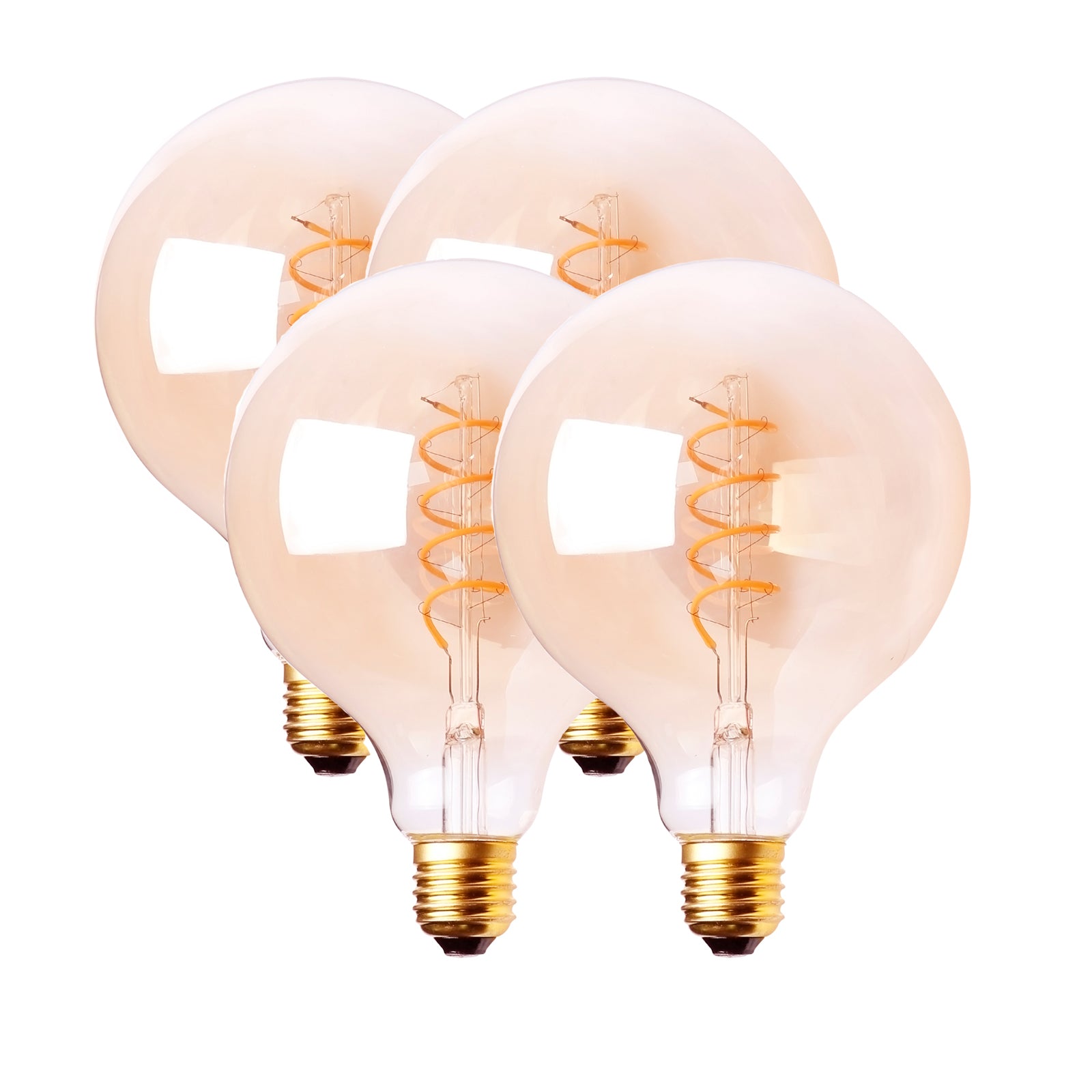 Harper Living G95 8W Amber Glass Warm White Dimmable Vintage Globe LED Bulb, Pack of 4