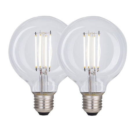 G95 8 Watts LED Globe Bulbs, E27 Cool White Dimmable, Pack of 2