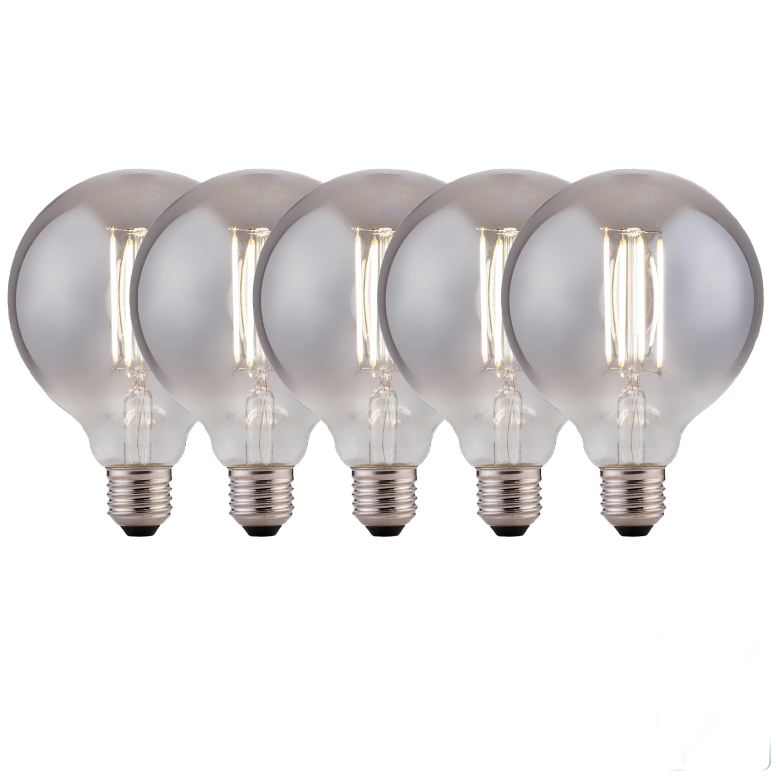 G95 8 Watts LED Smoked Globe Bulb, Cool White Dimmable, Pack of 5