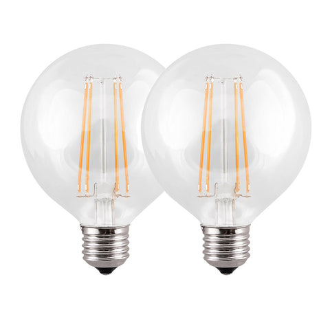 Harper Living G95 8W Clear Glass Warm White Dimmable Globe LED Bulb, Pack of 2