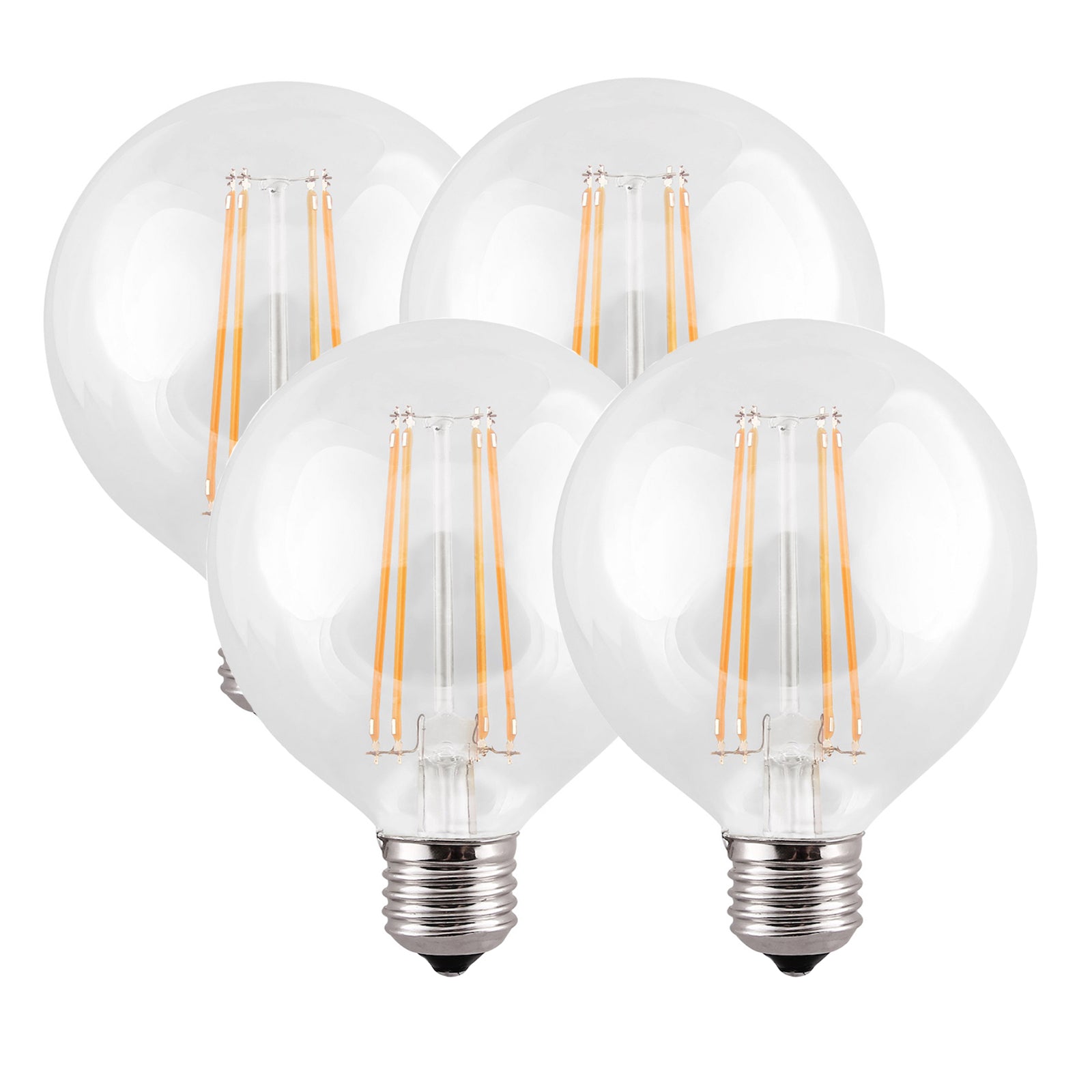 Harper Living G95 8W Clear Glass Warm White Dimmable Globe LED Bulb, Pack of 4