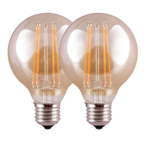 Harper Living G95 8W Amber Glass Warm White Dimmable Globe LED Bulb, Pack of 2