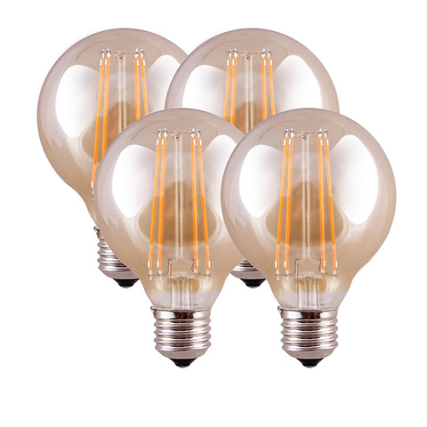 Harper Living G95 8W Amber Glass Warm White Dimmable Globe LED Bulb, Pack of 4