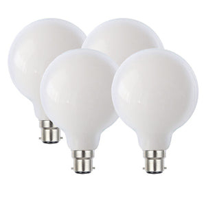 Harper Living G95/B22 8W Opal Glass Warm White Dimmable Globe LED Bulbs, Pack of 4