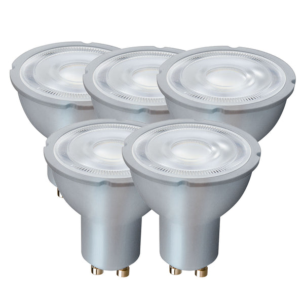 Harper Living 5 Watts GU10 LED Bulb Silver Spotlight Daylight Non-Dimmable, Pack of 5