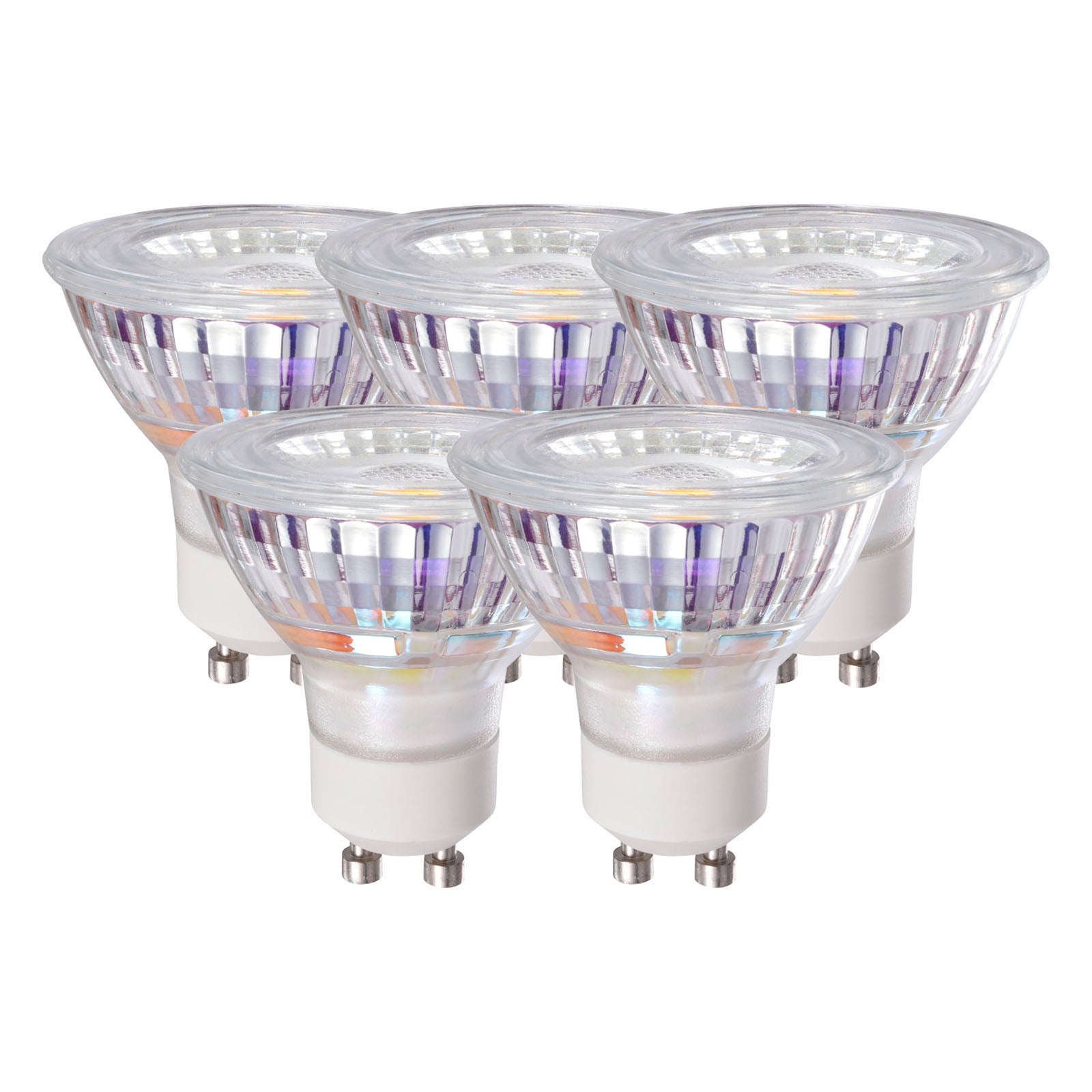 GU10 7 Watts LED Glass Bulbs, Warm White Dimmable Spot Lights, Pack of 5