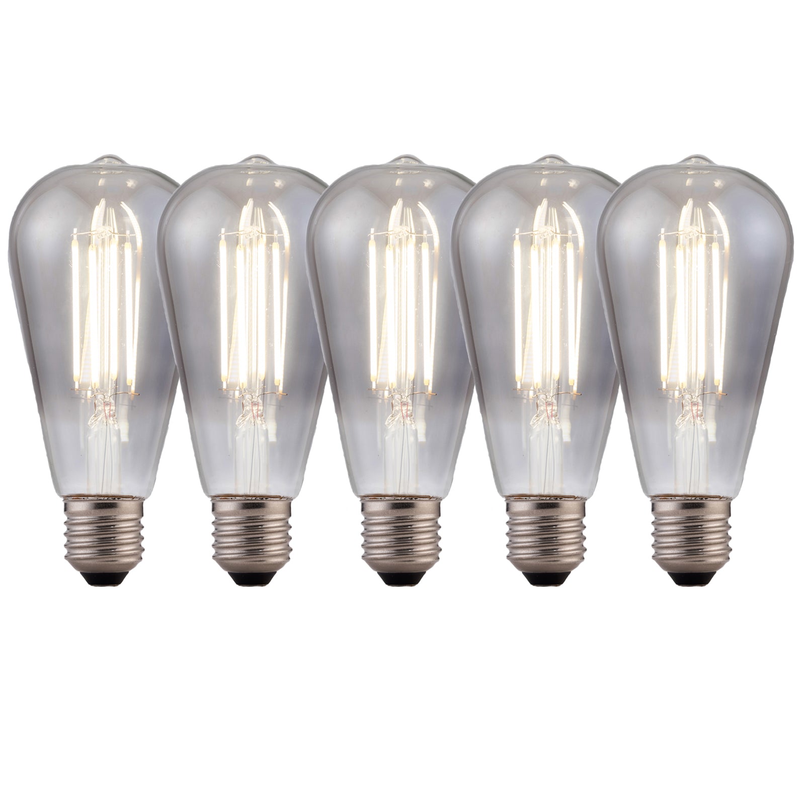 Harper Living ST64 Smoked Glass Squirrel Cage LED Bulb E27 Base, Pack of 5