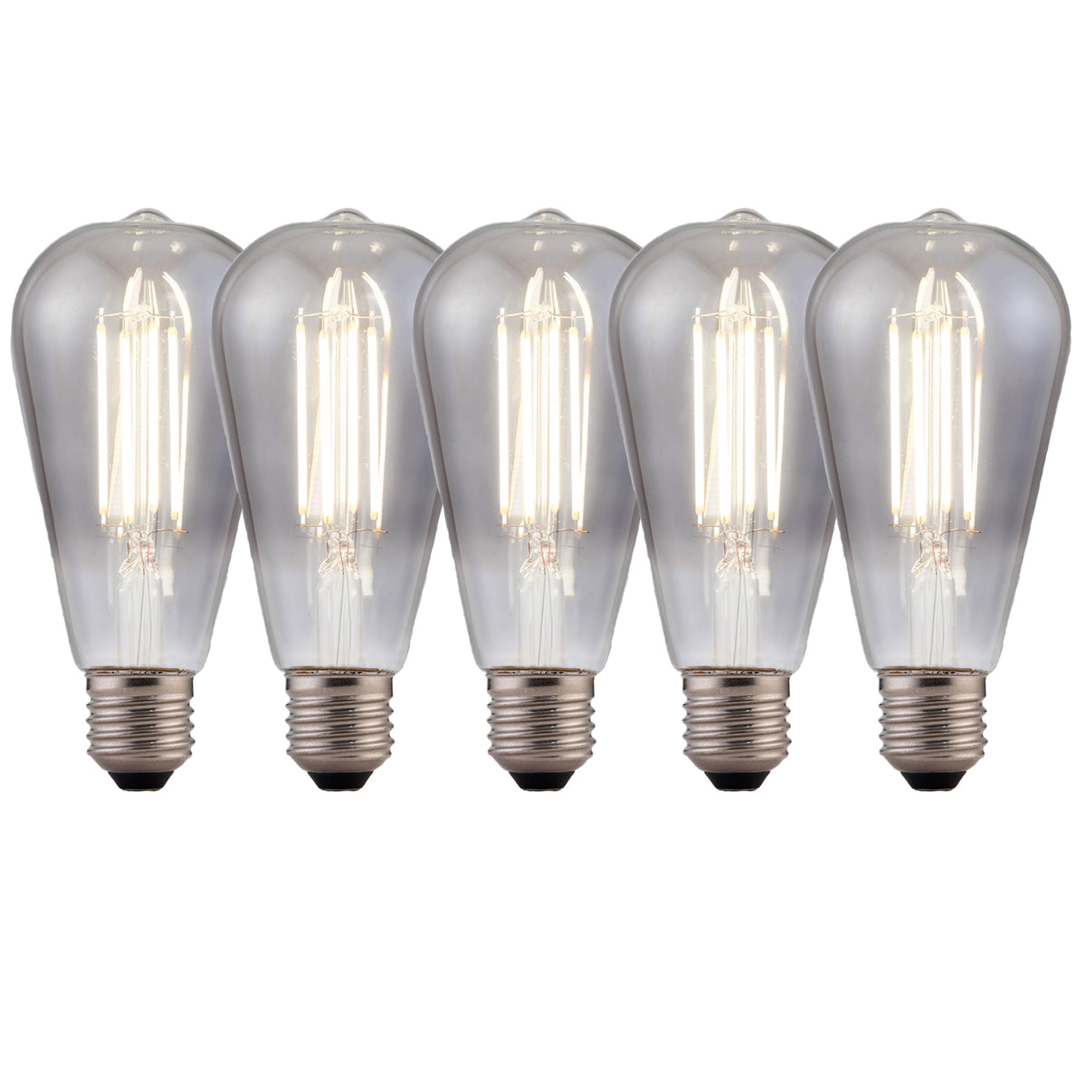 Harper Living ST64 Smoked Glass Squirrel Cage LED Bulb E27 Base, Pack
