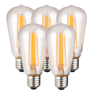 Harper Living ST64 Clear Glass Squirrel Cage LED Bulb E27 Base, Pack of 5