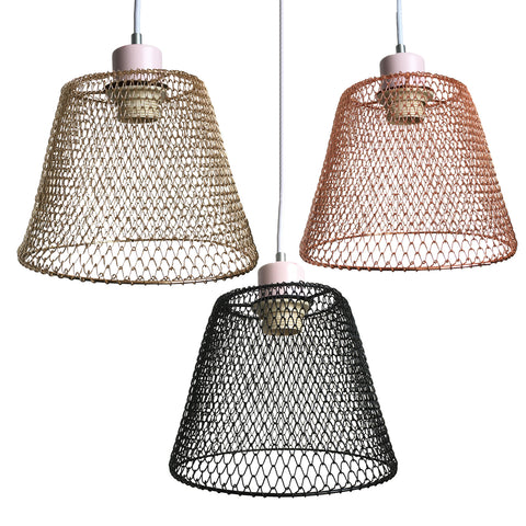 Easy Fit Compact Vintage Metal Lampshade, 3 Different Colours, Ceiling fitting Shade